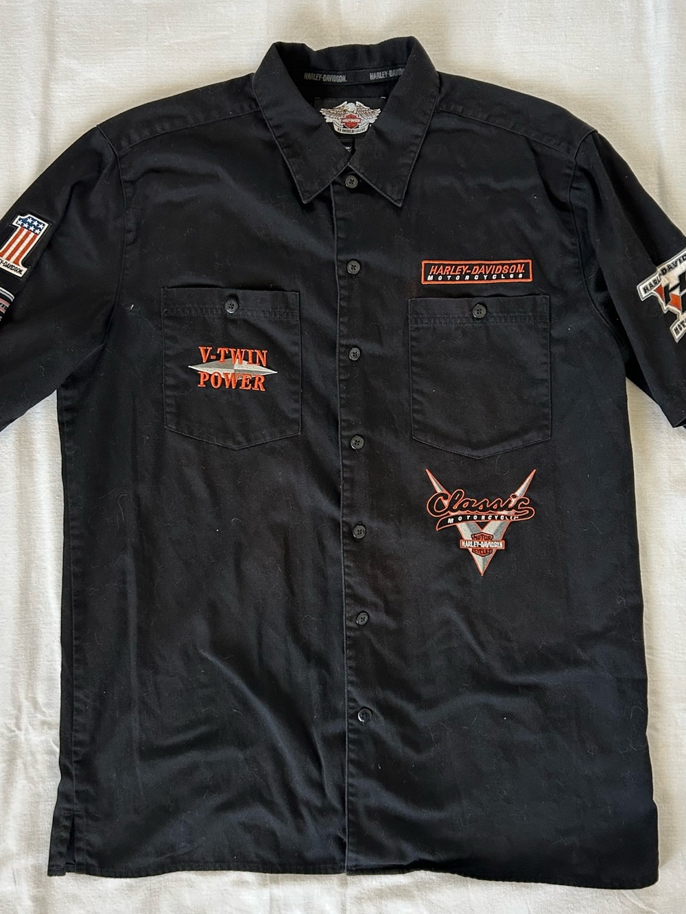 Harley-Davidson | Men’s Large Short Sleeve Button Up Harley Racing Embroidery